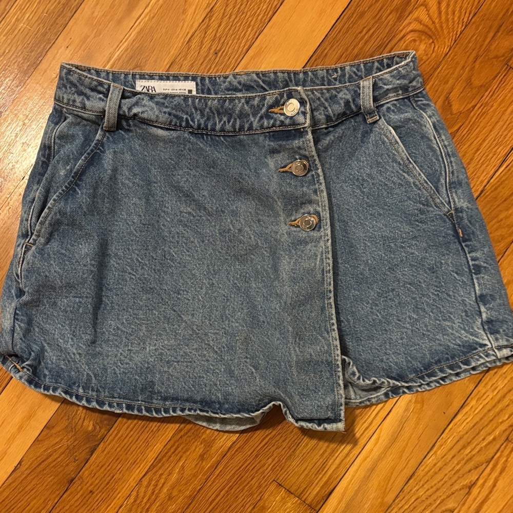 Zara Classic Blue Denim Mini Skort